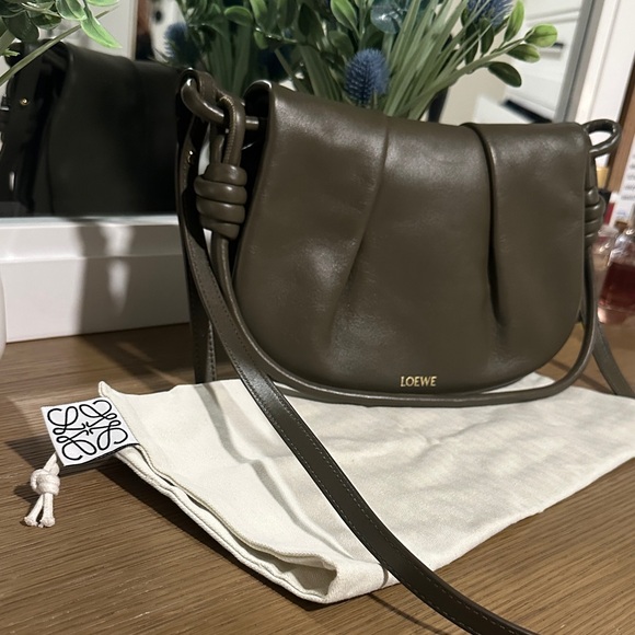 NEW Loewe PASEO CONVERTIBLE LEATHER SHOULDER BAG IN 3969 DARK KHAKI G - Picture 7 of 7